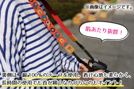 「オリボンカメラストラップ」 まんまる猫リボン(ブルー) [A-3307_02]