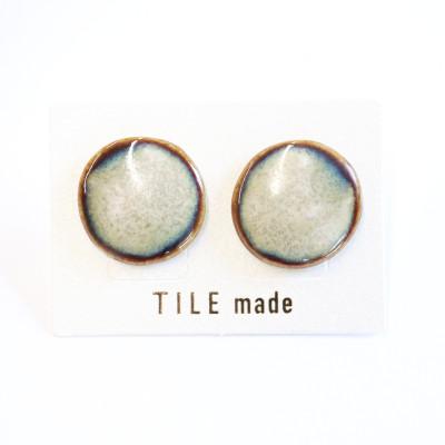 ふるさと納税 瑞浪市 【美濃焼】黄緑むらタイルピアス(直径20mm)