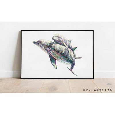 ふるさと納税 大垣市 A3 文字だけを使った いるか親子のかいわ 絵画 MojiBa(R) -文字ベースアート(R)- |  | 01