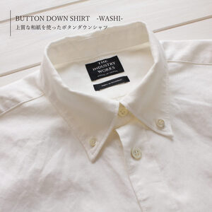 播州織メンズシャツ【WASHI】ボタンダウン 半袖【TIW_169（ブラック）】LLサイズ「THE INDUSTRY WORKS」（1着）46-4