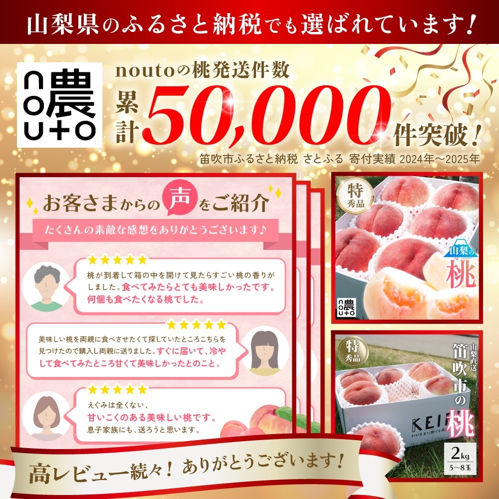 【2026年発送】日本一の生産量 山梨県産 桃 2kg以上 5~8玉 ※クール便　154-030-26y