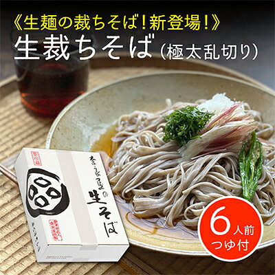 【ふるさと納税】《年越しそば・数量限定》新そば 生裁ちそば 6人前つゆ付／太めの乱切り 麺類 会津産 新そば粉 八割使用 生そば 香り 風味 歯切れ 幅広 生地 薄目 生麺 年末 準備 和食 　お届け：2025年12月28～29日ごろ順次発送