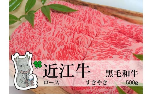 日時指定可能 実生庵の黒毛和牛 近江牛 【A5等級】 ロース すきやき用 500g 冷凍 #40