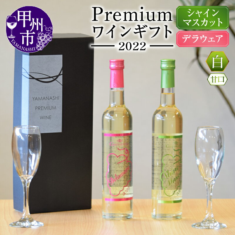 【ふるさと納税】 ワイン 白 500ml 2本 セット 白ワイン シャインマスカットワイン デラウェアワイン Premium ワインギフト 甲州市2022 山梨 数量限定 記念日 父の日 母の日 山梨県 甲州市 ギフト 贈答 プレゼント 名産地 （HO） 【B16-775】