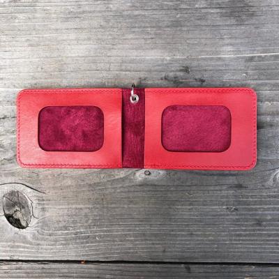 ふるさと納税 東広島市 広島ジビエレザー　東広島産天然鹿革二つ折りID/パスケース【03レッド】 |  | 02