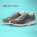 【ふるさと納税】MIDFOOT ( ミッドフッド ) 紳士靴 レザースニーカー MF001JM ( グレー ) 4E　 ファッション 靴 シューズ スニーカー メンズ お洒落 レザーシューズ エコレザー 快適 履き心地