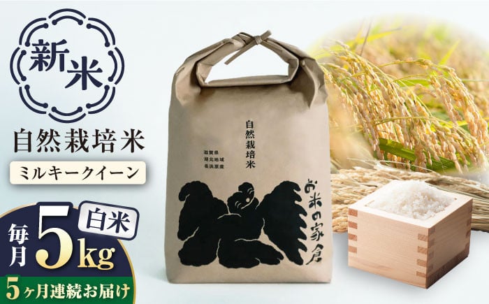 
            【新米：令和6年産】【全5回定期便】自然栽培 ミルキークイーン 5kg 白米 ×5回　滋賀県長浜市/株式会社お米の家倉 [AQCP012] 米 定期便 白米 新米 5kg
          