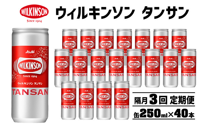 
                  【隔月3カ月定期便】ウィルキンソン タンサン 250ml缶 20本×2ケース　飲料 炭酸水 ウィルキンソン炭酸 炭酸飲料 本格炭酸水 ソーダ水 災害 防災 備蓄 非常用 明石市 兵庫県
                