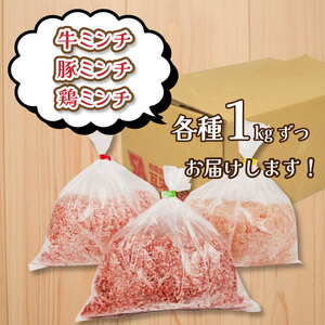 ミンチ3種 計3kg ひき肉 ミンチ