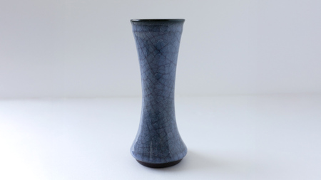 【氷裂貫入青瓷】花器 （小野寺裕司 作） 径7.3cm×高さ21cm