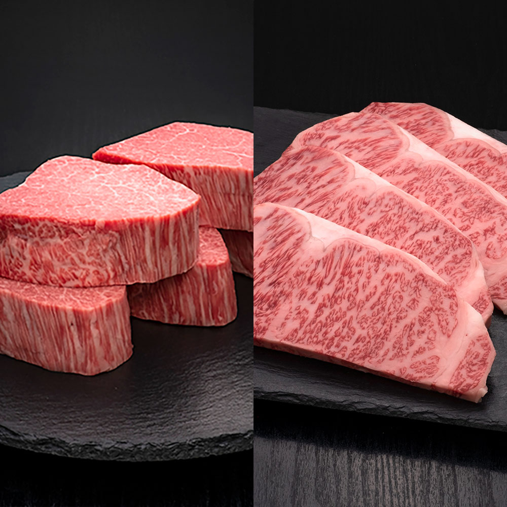 【ふるさと納税】＜選べる内容量＞A5等級 博多和牛 ヒレシャトーブリアン 満足Dセット ダイヤモンドカット・サーロインステーキ 1枚あたり200g 計1.8kg 計3.6kg 計5.4kg 計7.2kg 計9kg 計10.8kg 牛肉 お肉 赤身 霜降り 希少部位 冷凍 国産 福岡県産 福岡県 糸田町 送料無料