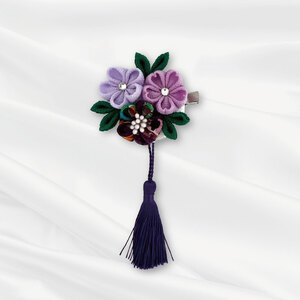 髪飾り つまみ細工 1個 花 Hana はな 赤 白 紫 母 ヘア アクセサリー 手作り 成人式 卒業式 結婚式 七五三 振袖 袴 着物 和装 日本 ハンドメイド ウエディング ブライダル ダンス バ