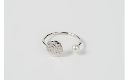 プラチナ コインリング  鏡面仕上げ パール付き sese urban mining jewelry 指輪 ジュエリー レディース アクセサリー