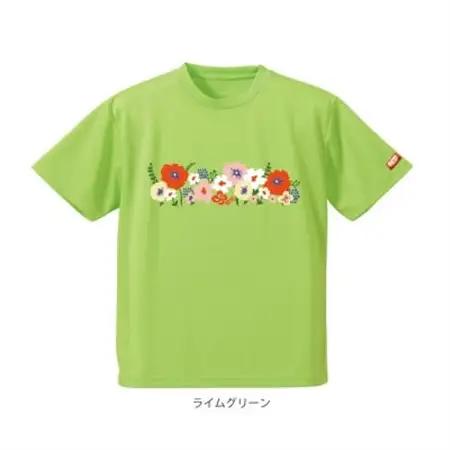 JTTA公認　卓球ユニフォーム【男女兼用(ドライ):150サイズ】フラワー2　ライムグリーン【1671191】