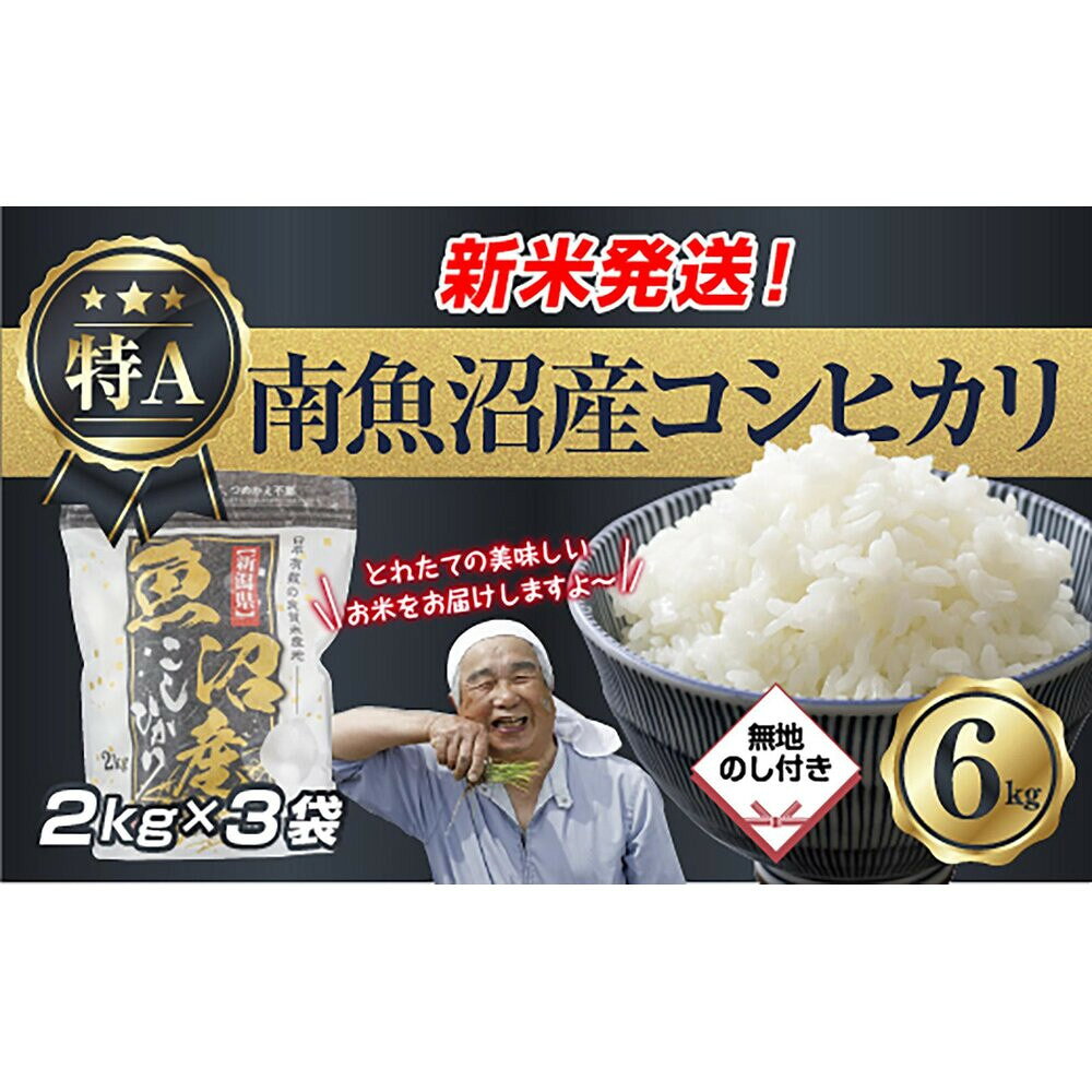 【ふるさと納税】【令和8年産　新米予約】「無地のし」 新潟県 南魚沼産 コシヒカリ お米 2kg×3袋 計 6kg 精米済み（お米の美味しい炊き方ガイド付き） お米 こめ 白米 こしひかり 食品 人気 おすすめ 魚沼 南魚沼【2026年10月中旬より1ヶ月以内に順次発送予定】