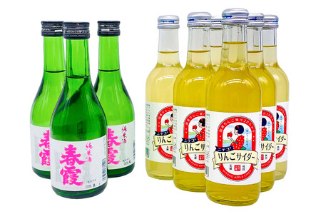 炭酸飲料 日本酒 りんごサイダー6本と春霞純米酒3本のセット