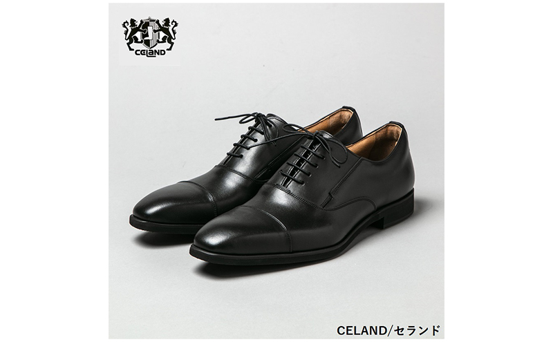 CELAND 牛革ラクチン軽量ビジネスシューズ 紐タイプ紳士靴（ストレートチップ）ブラック CE1201 26.0cm