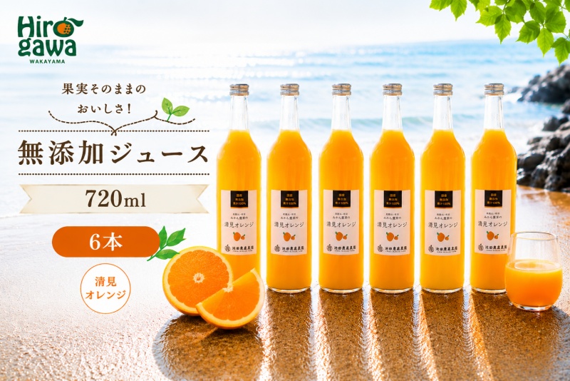清見 オレンジ 100% ジュース / きよみ オレンジ ストレート 果汁 無添加 柑橘 和歌山 18000円 720ml ※北海道・沖縄・離島への配送不可 //drink 【ikd100-kiy720-6】