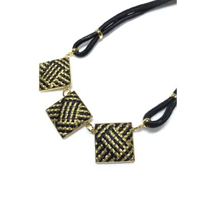 ふるさと納税 伊賀市 組紐ネックレス 　張　3個付　青海波　黒金　伊賀市 |  | 02