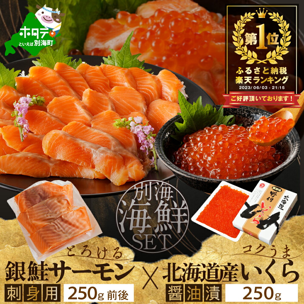 【ふるさと納税】高評価★4.77 サーモン ・ いくら 海鮮セット 刺身用サーモン 250g + 北海道産 醤油 鮭 いくら250g （ ふるさと納税 サーモン ふるさと納税 いくら 鮭 ふるさと納税 訳あり 北海道別海町 いくら サーモン ふるさと納税 人気 鮭 海鮮セット ランキング 福袋）