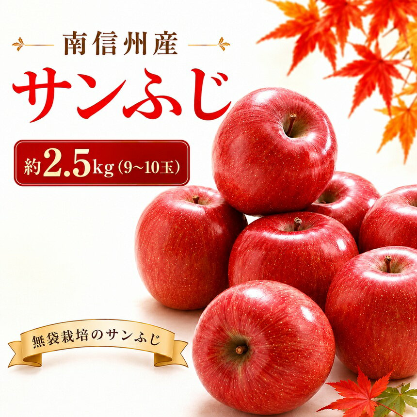 【ふるさと納税】 南信州産 サンふじ 約2.5kg (9～10玉)【 2026年11月下旬～順次発送】 JAみなみ信州DMセンター飯田市 | 長野県産 りんご 信州りんご 林檎 リンゴ サンふじ 果物 フルーツ ジューシー 信州 南信州 長野県 飯田市 K20