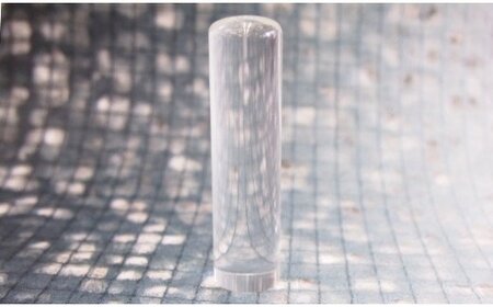 男性にお勧め！印鑑15mm「水晶」イタリアンレザ印鑑ケース付[5839-1383] 茶色