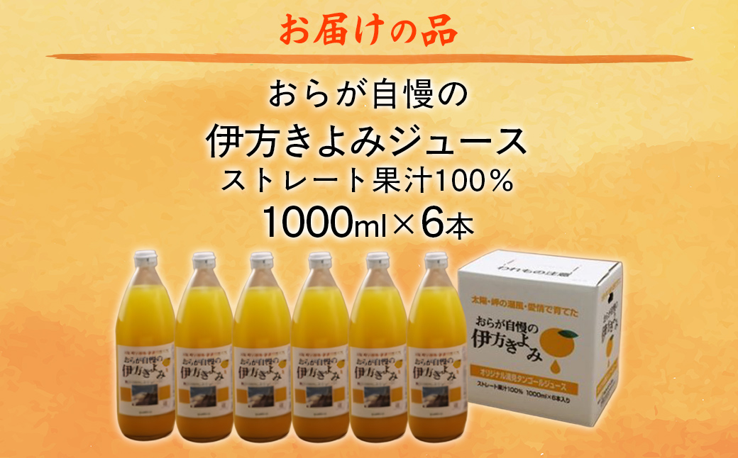 【愛媛県産】おらが自慢の伊方きよみジュース（1000ml×6本） ストレート果汁100％ IKTI009