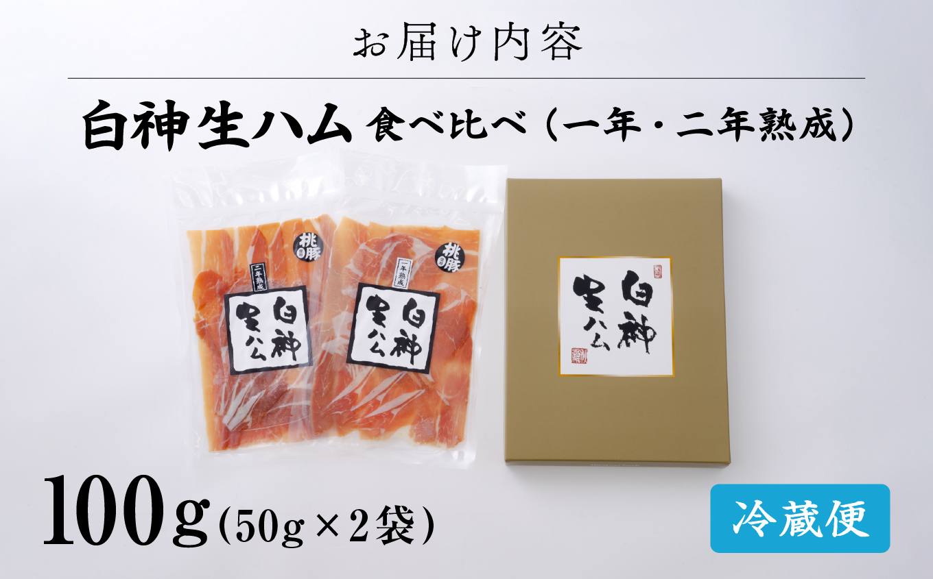 45P2701 白神生ハム熟成食べ比べ（1年熟成50g、2年熟成50g）