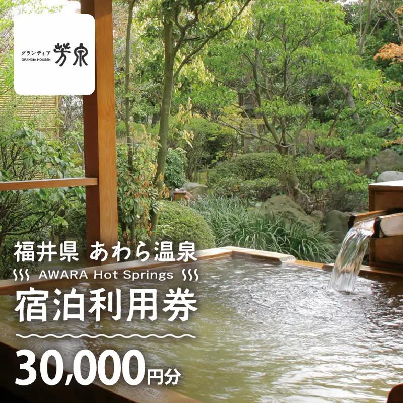 あわら温泉 宿泊利用券 30,000円分 ／ 宿泊券 利用券 旅館 ホテル チケット ペア 観光 旅行 源泉 大浴場 露天風呂 [aw013-j002]