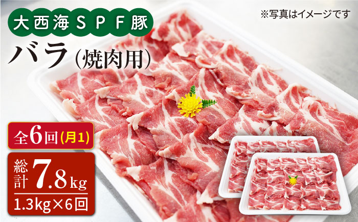
            【訳あり】【月1回1.2kg×6回定期便】大西海SPF豚 バラ（焼肉用）計7.2kg＜大西海ファーム [CEK083]
          