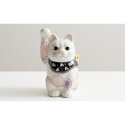 ふるさと納税 能美市 九谷焼　4号招き猫　花むらさき