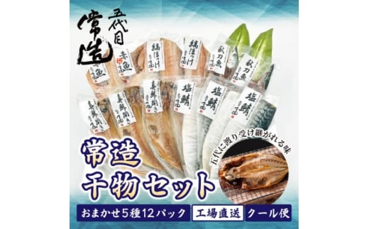 旬の味をそのまま冷凍!常造干物セットおまかせ5種12パック 真空個包装【1662838】