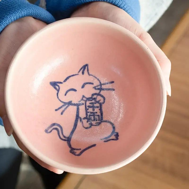ペットフードボウルと水入れセット　猫用　松岡窯陶芸教室