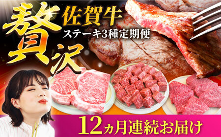 【3回定期便】佐賀牛ステーキの贅沢セット /ステーキ ステーキ ステーキ ステーキ ステーキ [IAH080]