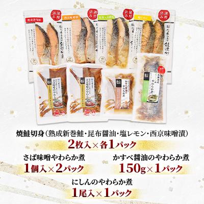 ふるさと納税 石狩市 ＜佐藤水産＞レンジで簡単便利 焼鮭4種・やわらか煮魚3種セット |  | 01