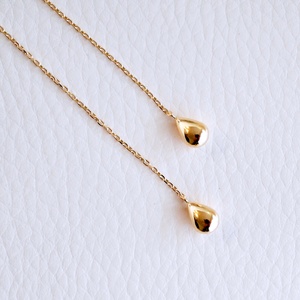 K18(18金) イエローゴールド 地金 雫 チェーン ピアス シンプル ツユ ティアドロップ 保証書付 KO-0070 242-034-a