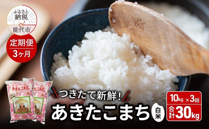 
            《定期便3ヶ月》白米 ★つきたて新鮮★ うまい!! 本場のあきたこまち 10kg×3回 合計30kg 精米 ご飯 ブランド米 おにぎり 令和7年産 産地直送 おこめ ごはん 秋田県 秋田 能代市
          