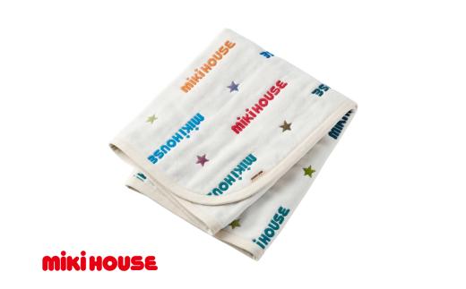 【ミキハウス】ロゴ刺繍六重織ガーゼケット こども 子ども服 子ども 子供 子供服 播州織 mikihouse ミキハウス ガーゼケット　37-38　Mサイズ