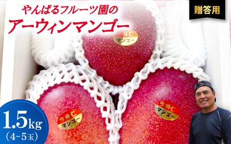 【2026年6月から順次発送・贈答用】やんばるフルーツ園のアーウィンマンゴー1.5kg(4～5玉)【配送不可地域：離島】【1696061】