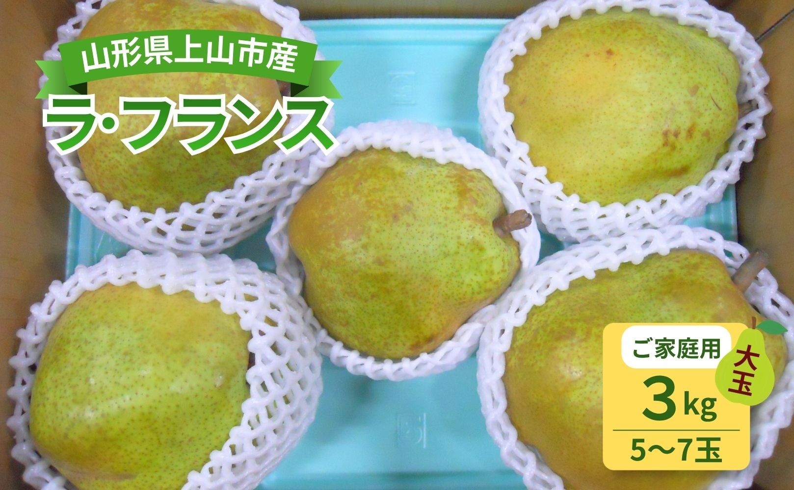 
                  西洋梨（ラ・フランス）　３ｋｇ　大玉　ご家庭用　0017-2616
                