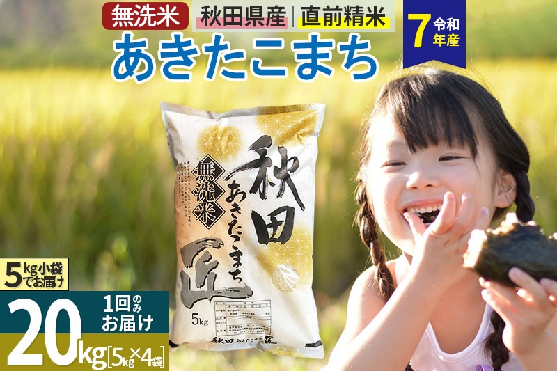 【無洗米】＜令和7年産＞秋田県産 あきたこまち 20kg (5kg×4袋) 20キロ お米 匠|02_snk-030801s