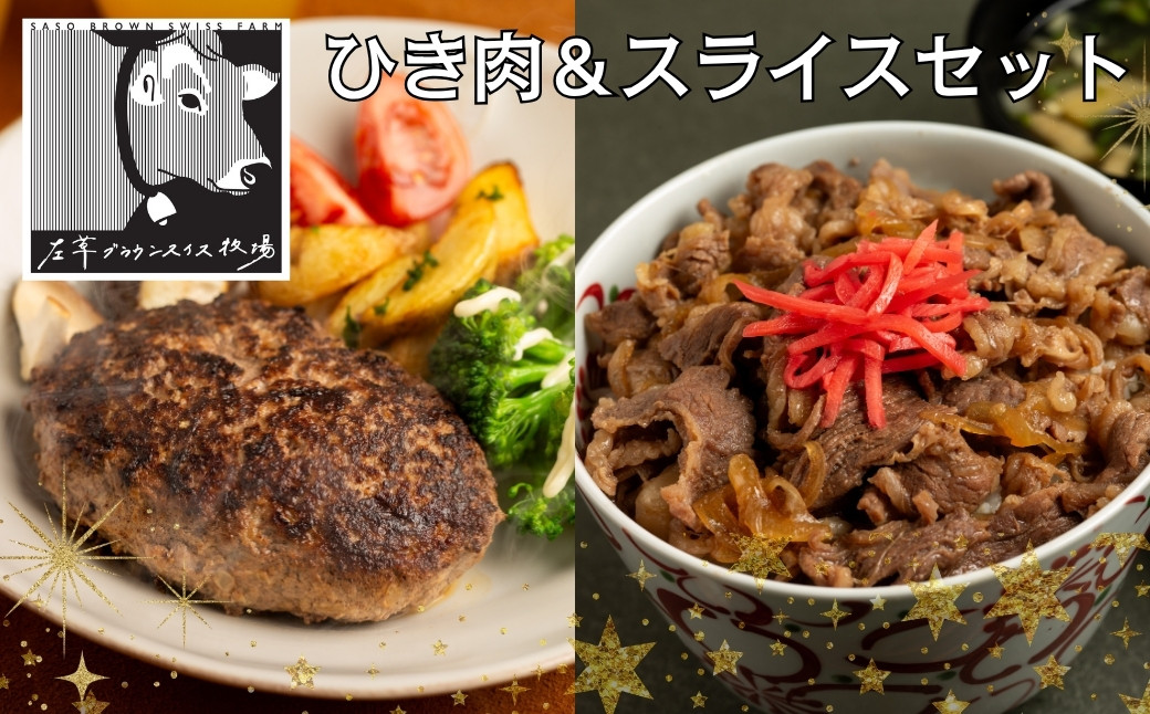 
            ブラウンスイス牛 ひき肉＆スライスセット　
          
