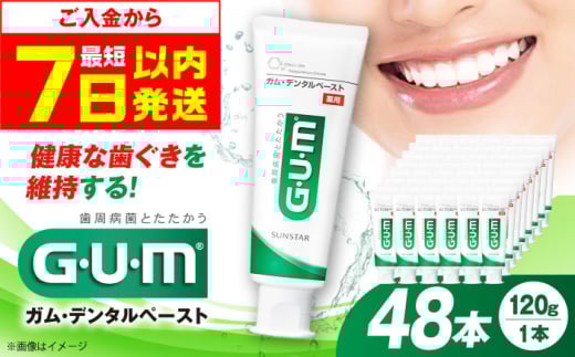 【最短7日以内発送】GUM デンタルペースト(ST) 120g×48本 歯磨き はみがき ハミガキ 歯磨き粉 歯みがき粉 歯ブラシ ハブラシ 薬用 医薬部外品 歯周病 虫歯 口臭 矯正 大容量 人気 定番 おすすめ 大阪府高槻市/サンスター[AOAD011]