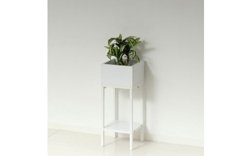 プランタースタンド棚付 ロータイプ 約W22×D22×H55cm 白木目 小物スタンド AKU1044057