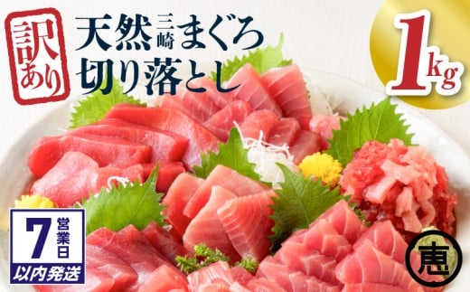 【訳あり】天然三崎まぐろ 1kg たっぷり10人分！不揃い赤身　M020-013