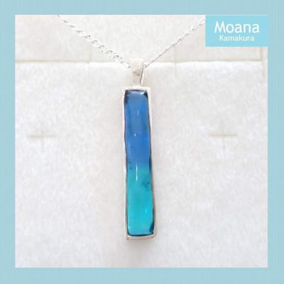 ふるさと納税 鎌倉市 【レディース/メンズ】スクエアペンダント　Aqua Blue &amp; Crystal Turquoise