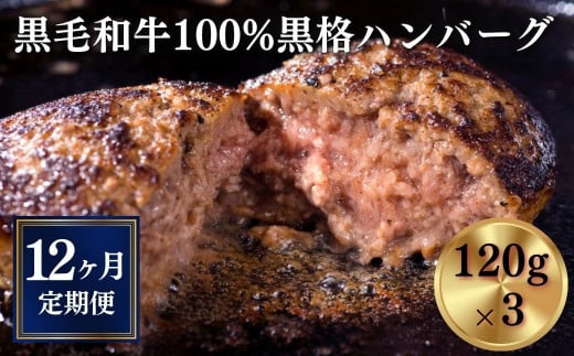 
【定期便/12ヶ月】《格之進》黒格ハンバーグ120g×3個 プレミアム お弁当 個包装 お惣菜 小分け 子供 簡単調理 肉 岩手 一関 贈り物 ギフト お取り寄せ 冷凍 人気
