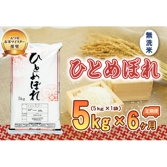 米 定期便 6ヶ月 ひとめぼれ 無洗米 5kg お米 精米 白米 こめ コメ おこめ ごはん お米マイスター 推奨 ブランド米 常温 国産 岩手県 岩手 盛岡市産 定期 お楽しみ 6回