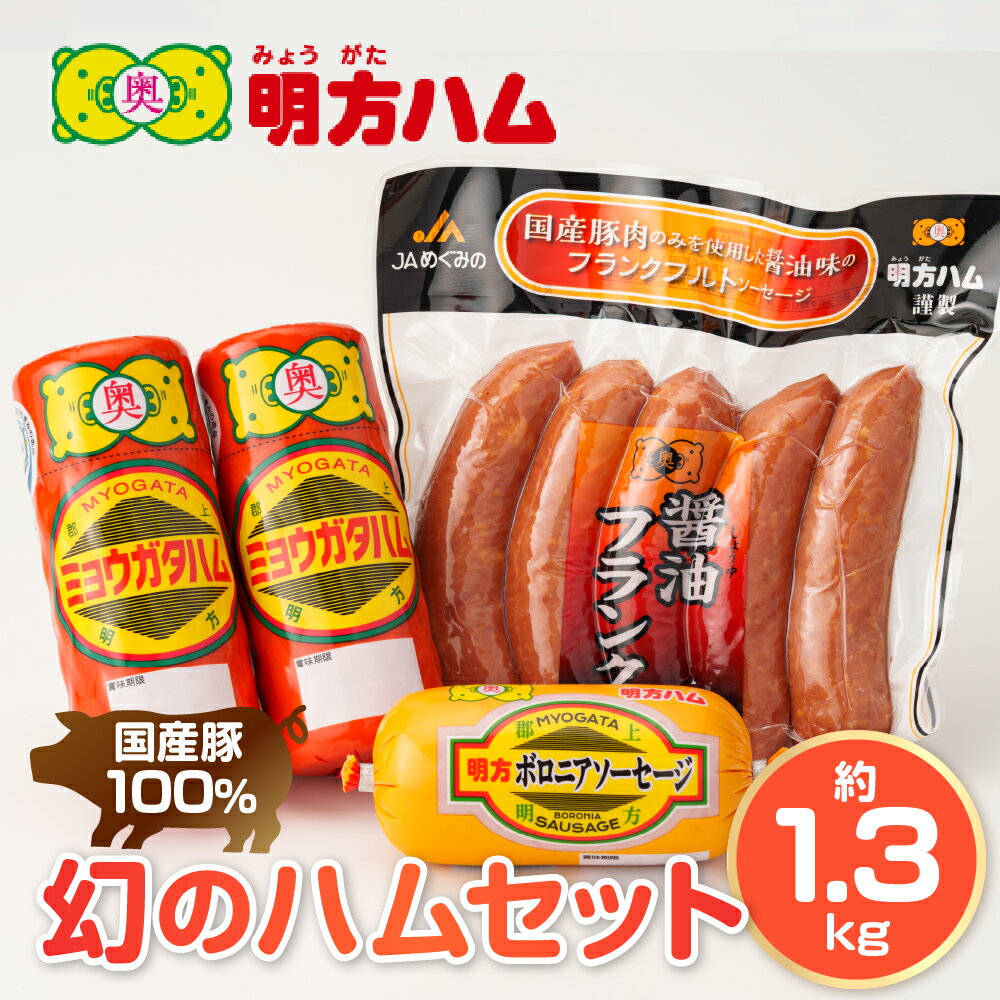 【ふるさと納税】明方ハムBセット　明方ハム2本とボロニアソーセージ・醤油フランク(5本入）×各1
