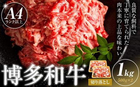 博多和牛 切り落とし 1kg 株式会社木村食品《30日以内に出荷予定(土日祝除く)》小竹町 博多和牛 牛肉 牛丼 肉じゃが 肩ロース 肩バラ モモ 赤身